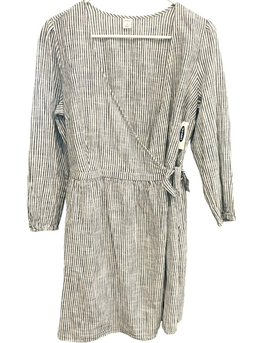 Old Navy Wrap Dress Blue and White Stripes - Women's Small - NEW with tags